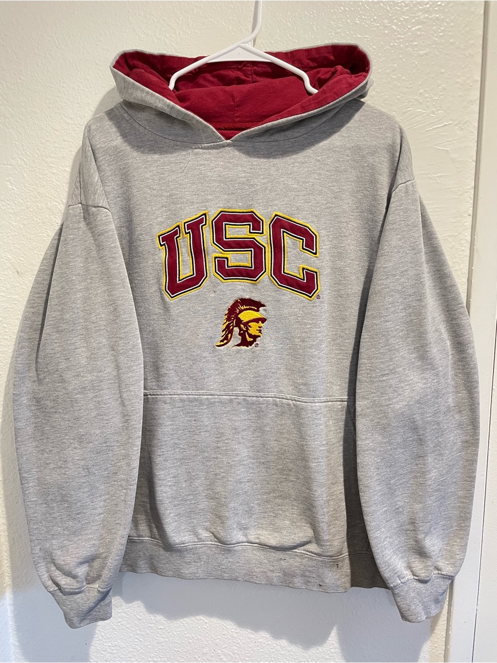 Vintage Y2K Foot Locker Team Edition USC Trojans Hoodie Gray Cardinal Red M